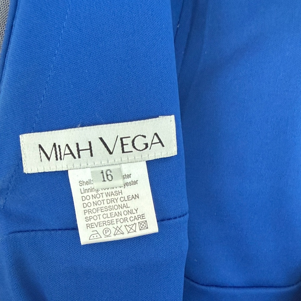 Mia Vega Royal Blue Sequin Hi Low Evening Prom Formal Gown Dress Sz 16 Like New - Picture 2 of 13